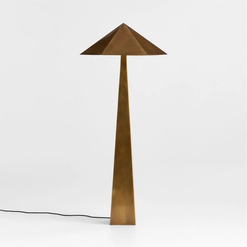 Obelisk Brass Floor Lamp with Brass Shade
