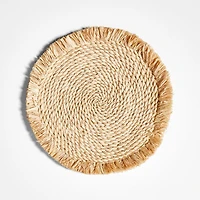 Obumu Braided Raffia Round Placemat with Fringe