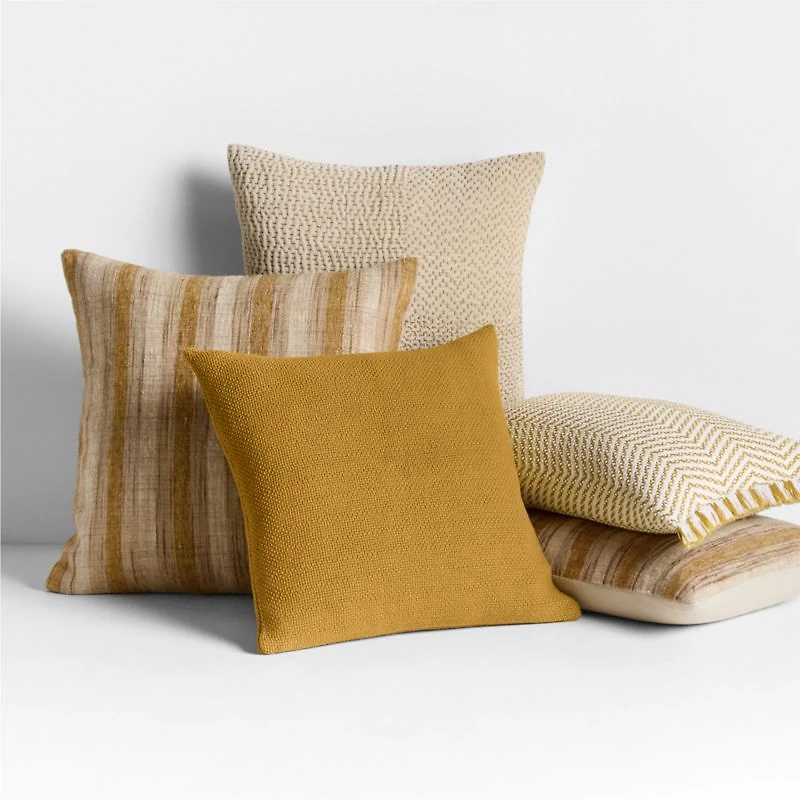 Riviera Stripe 23"x23" Savannah Yellow Throw Pillow with Down-Alternative Insert