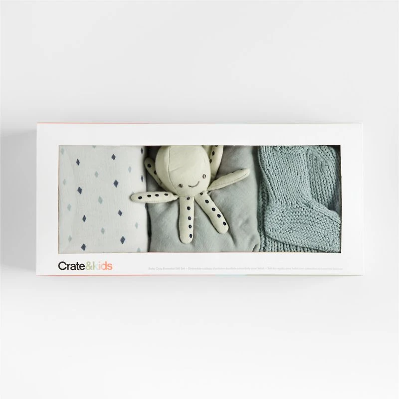 Octopus 4-Piece Organic Baby Swaddle Gift Set