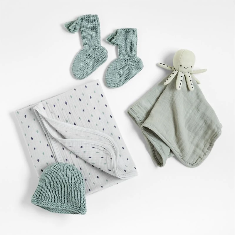 Octopus 4-Piece Organic Baby Swaddle Gift Set