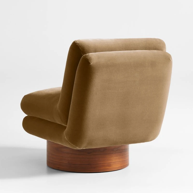 Odeon Ochre Brown Velvet Swivel Accent Chair