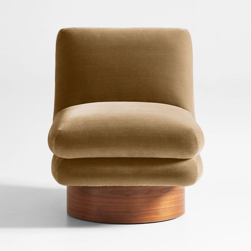 Odeon Ochre Brown Velvet Swivel Accent Chair