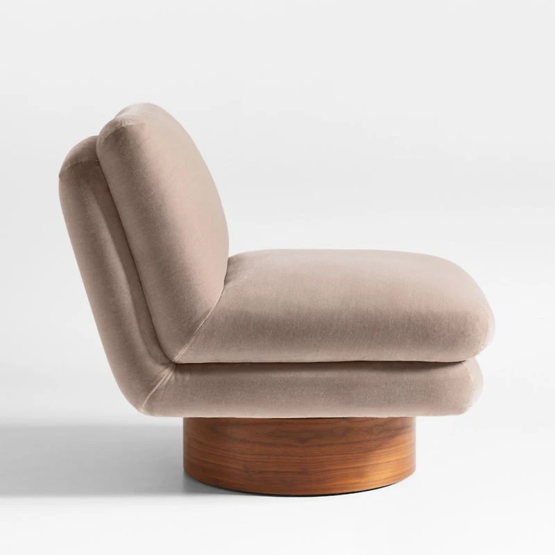 Odeon Taupe Brown Velvet Swivel Accent Chair
