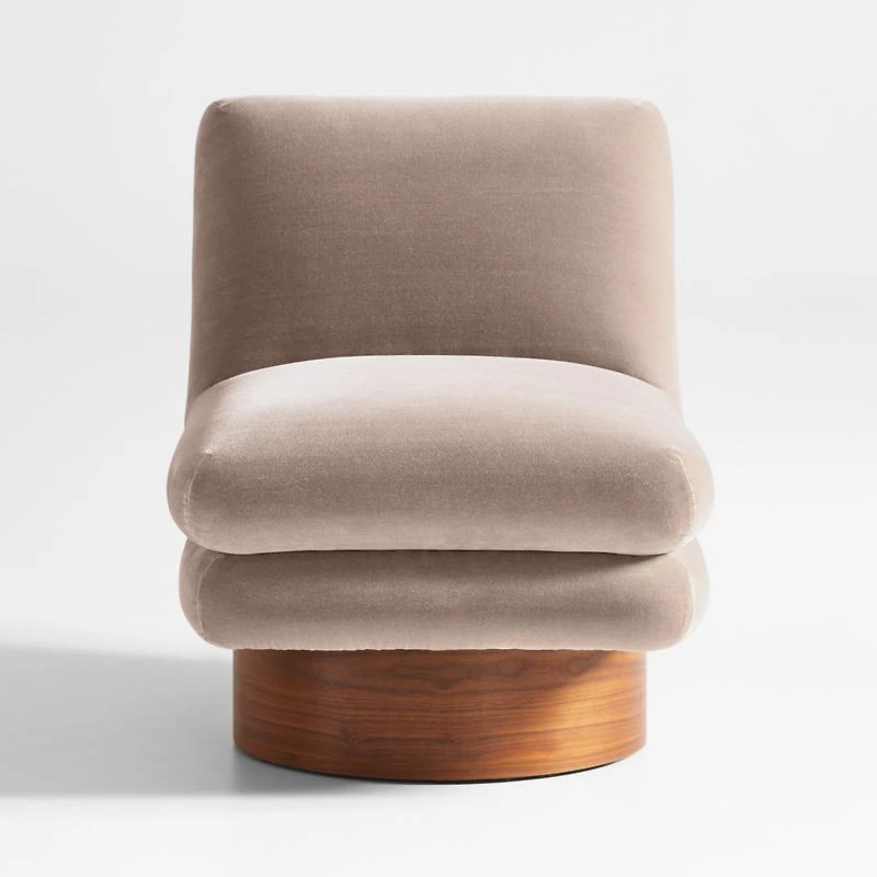 Odeon Taupe Brown Velvet Swivel Accent Chair