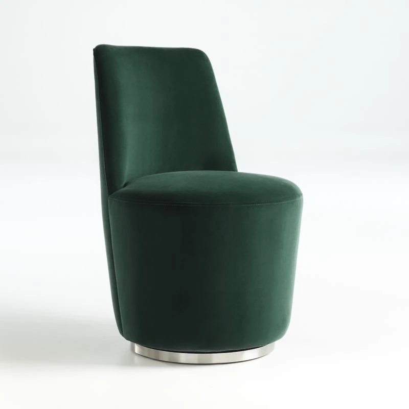 Ofelia Hunter Green Velvet Swivel Dining Chair
