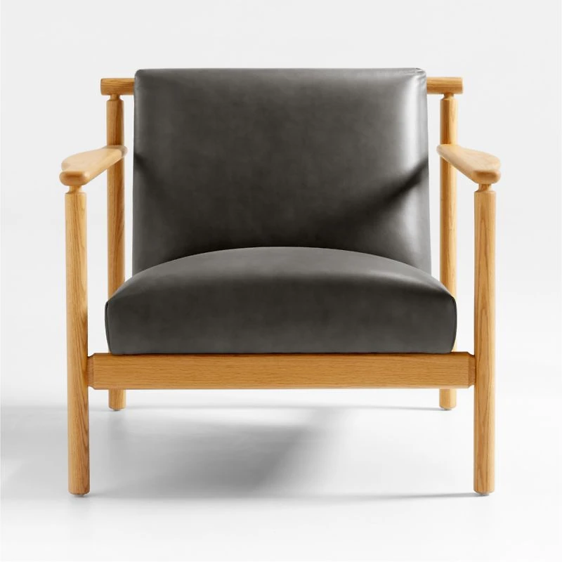 Ojai Leather Wood Frame Accent Chair