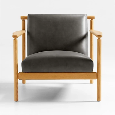 Ojai Leather Wood Frame Accent Chair