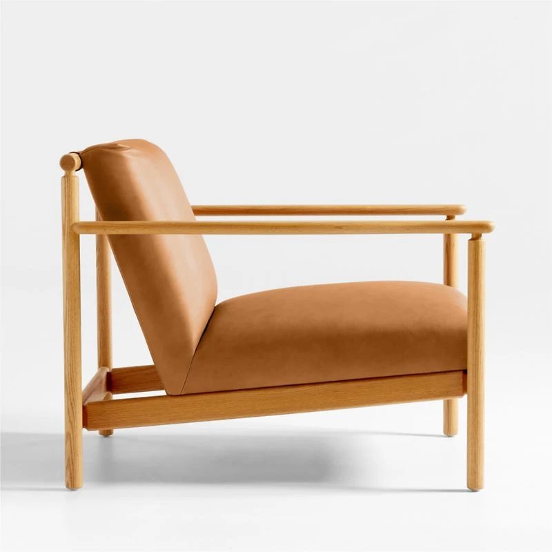 Ojai Leather Wood Frame Accent Chair