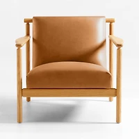 Ojai Leather Wood Frame Accent Chair