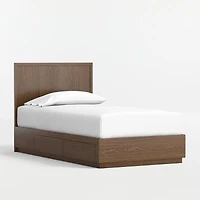 Oliver Deep Brown Ash Wood Kids Twin Storage Bed Base