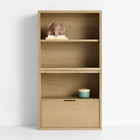 Oliver Modular Natural Oak Wood Kids Open Bookcase with Drawer