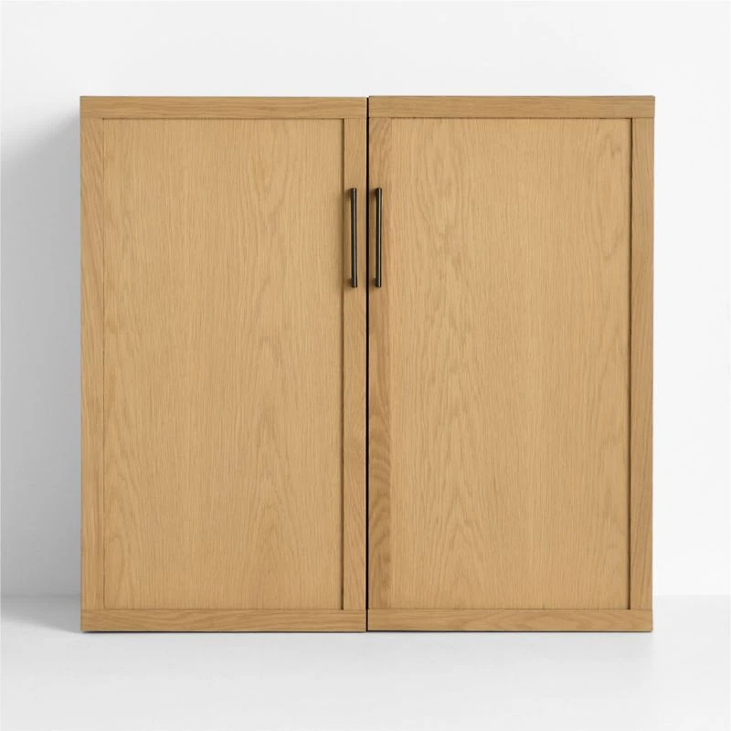 Oliver Modular Natural Oak Wood Kids Bookcase with Doors