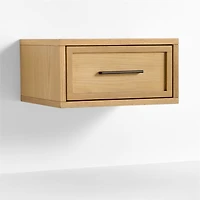 Set of 2 Oliver Natural Oak Wood Floating Kids Nightstand with Drawer