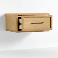 Set of 2 Oliver Natural Oak Wood Floating Kids Nightstand with Drawer