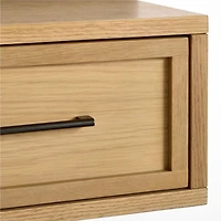 Set of 2 Oliver Natural Oak Wood Floating Kids Nightstand with Drawer