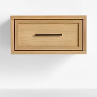 Set of 2 Oliver Natural Oak Wood Floating Kids Nightstand with Drawer