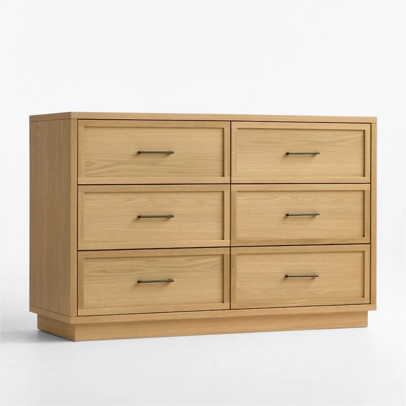 Oliver 52" Natural Oak Wood Wide 6-Drawer Kids Dresser