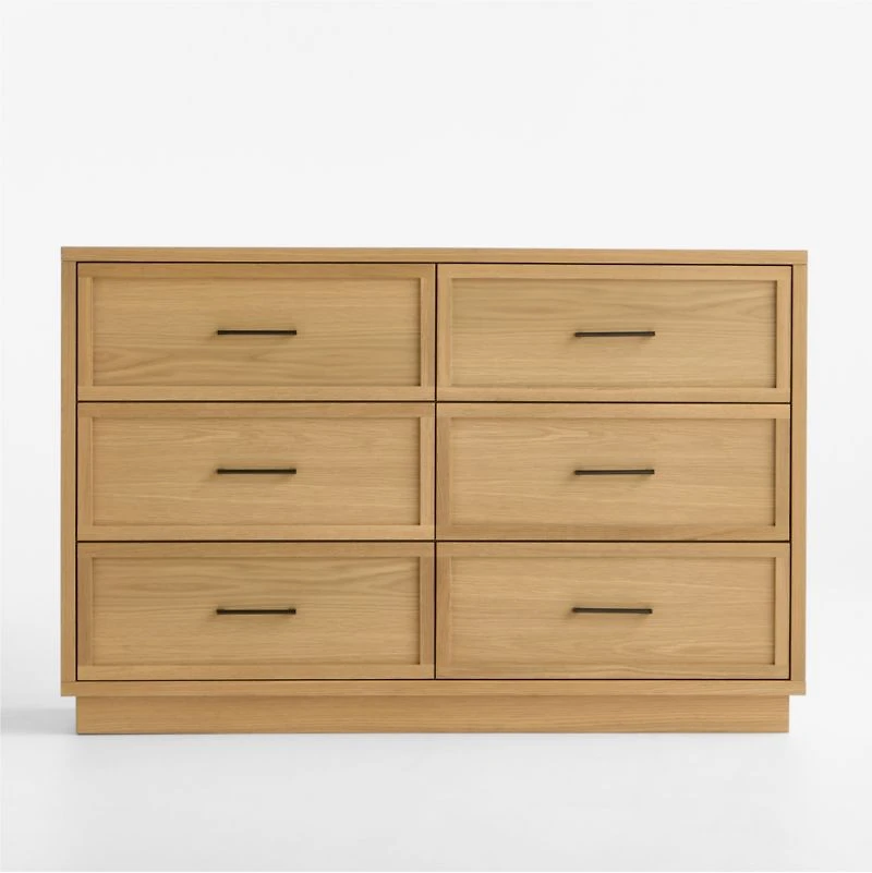 Oliver 52" Natural Oak Wood Wide 6-Drawer Kids Dresser