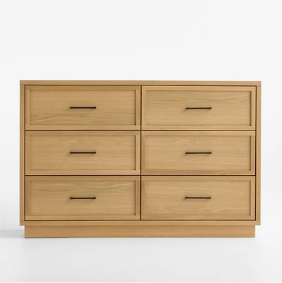 Oliver 52" Natural Oak Wood Wide 6-Drawer Kids Dresser