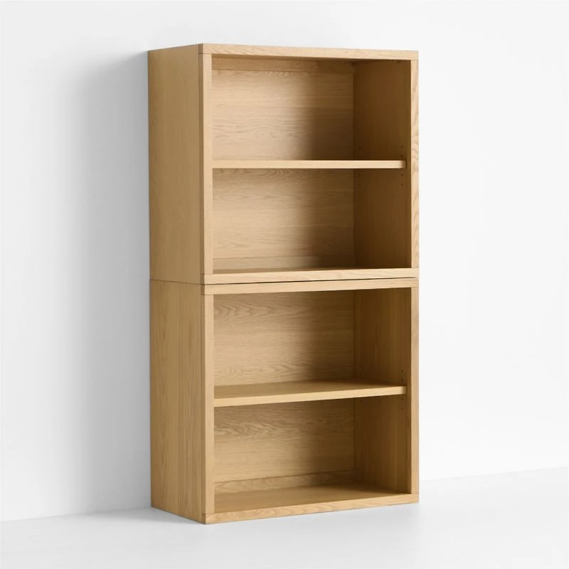 Oliver Modular Natural Oak Wood Kids Open Bookcase