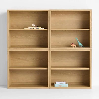 Oliver Set of 2 Modular Natural Oak Wood Kids Open Bookcases