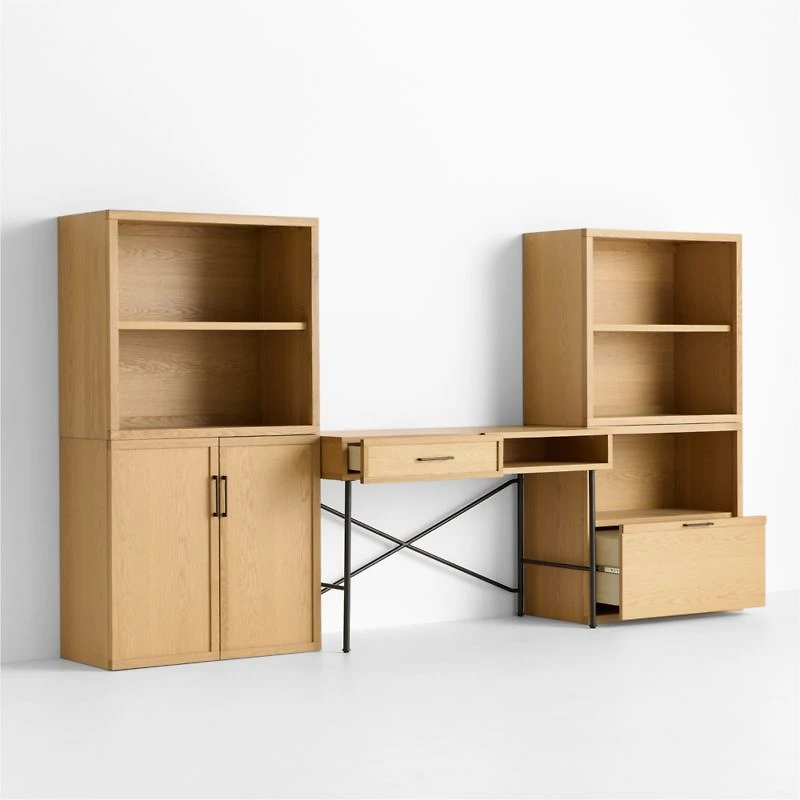 Oliver Modular Natural Oak Wood Kids Workspace Suite