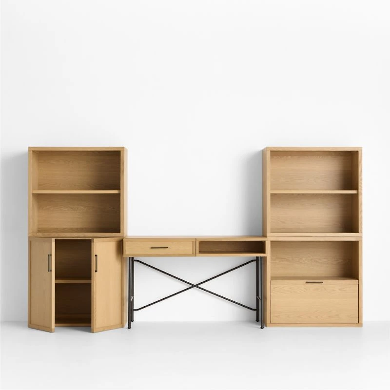 Oliver Modular Natural Oak Wood Kids Workspace Suite