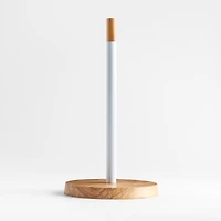 Olivewood and Matte White Paper Towel Holder