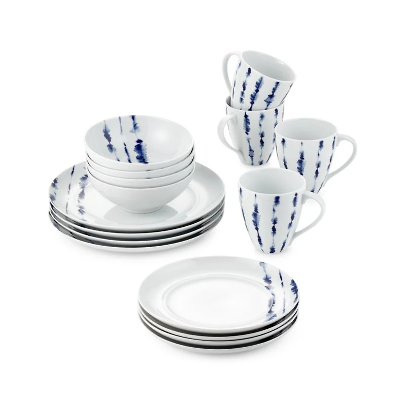 Omri 16-Piece Blue and White Dinnerware Set