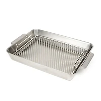 Ooni Large 17.5" Stainless Steel Roasting Pan with Rack and Cutting Board Set