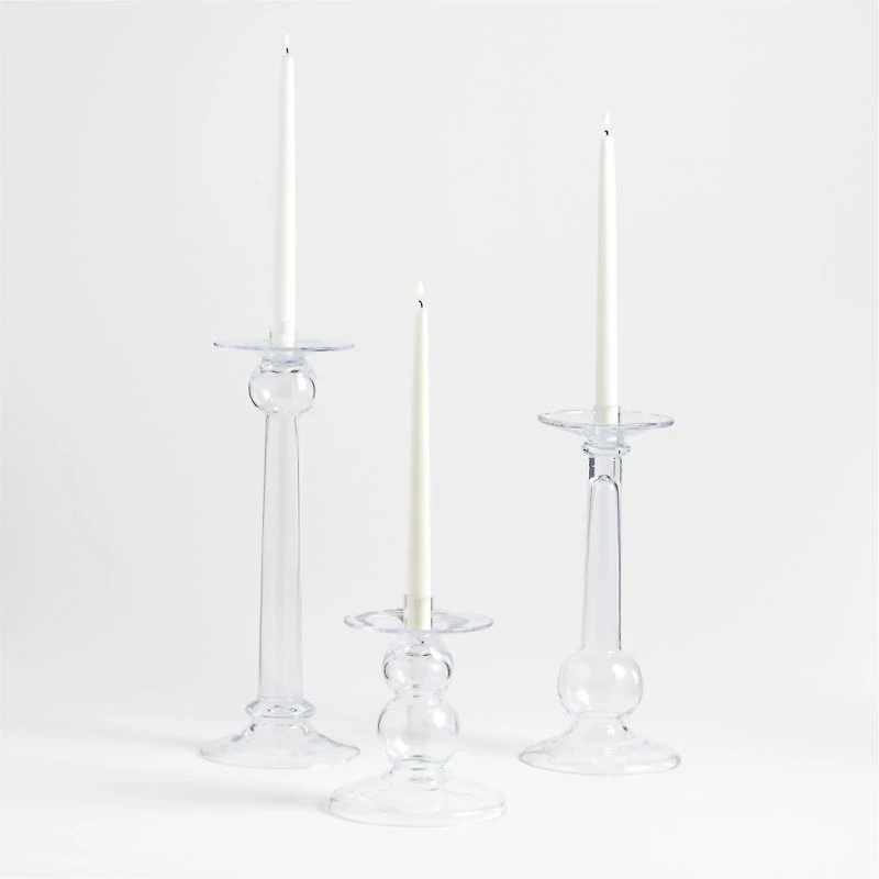 Ophelia Small Clear Glass Taper Holder 7.67"