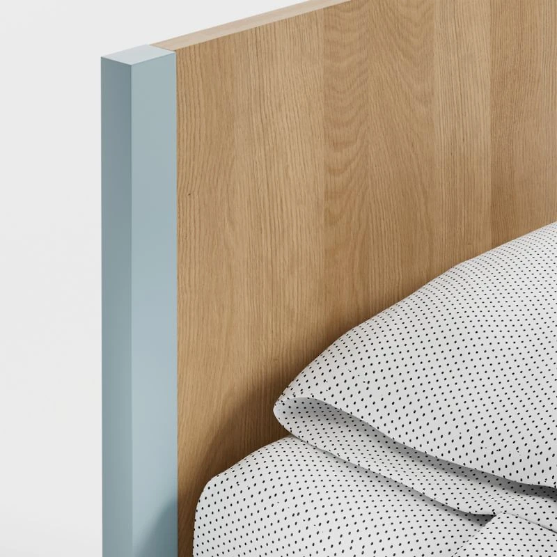 Opie Kids Twin Two-Tone Wood and Blue Cloud Bed
