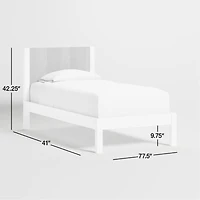 Opie Kids Twin Two-Tone Wood and Linen White Bed