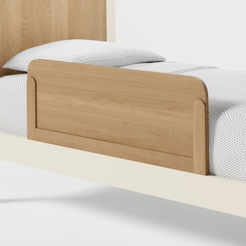 Opie Kids Twin Two-Tone Wood and Linen White Bed