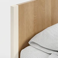 Opie Kids Twin Two-Tone Wood and Linen White Bed