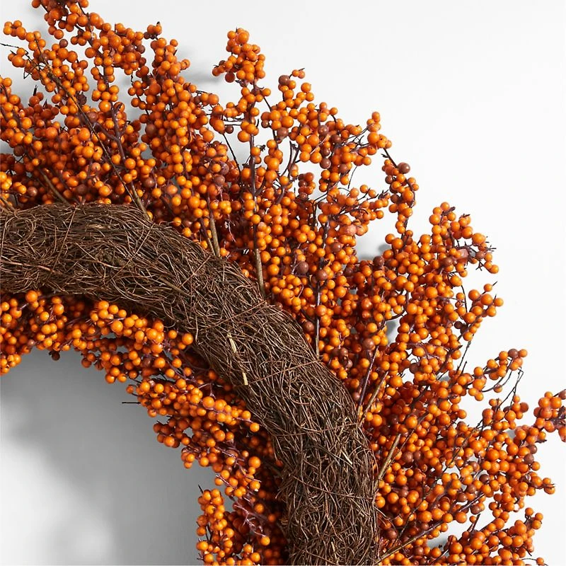 Faux Orange Mini Berry Wreath 32"