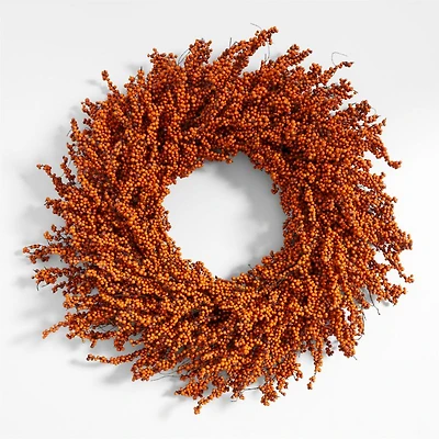 Faux Orange Mini Berry Wreath 32"