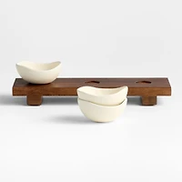 Orchard Footed Wood Board with Set of 3 Bowls