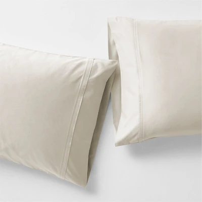 Favorite Organic Cotton Sateen Ivory King Pillowcases, Set of 2