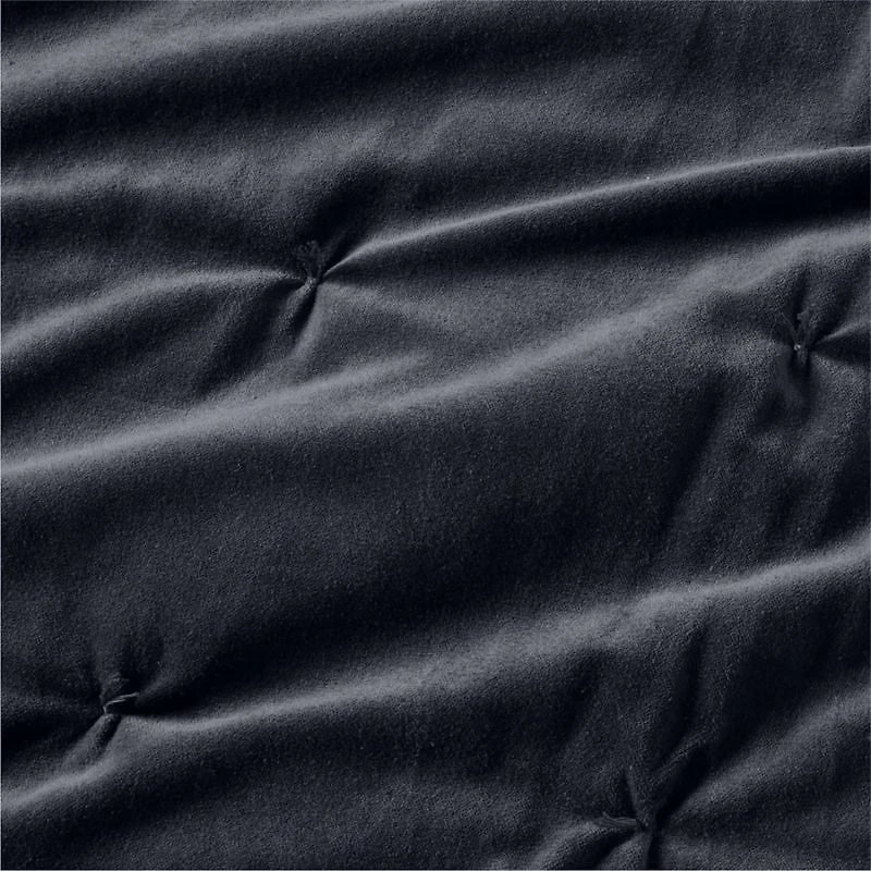Organic Cotton Linen Velvet Midnight Navy Blue King Quilt