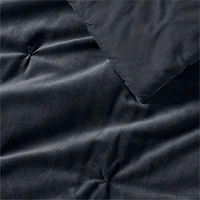 Organic Cotton Linen Velvet Midnight Navy Blue King Quilt
