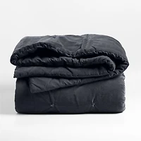 Organic Cotton Linen Velvet Midnight Navy Blue King Quilt