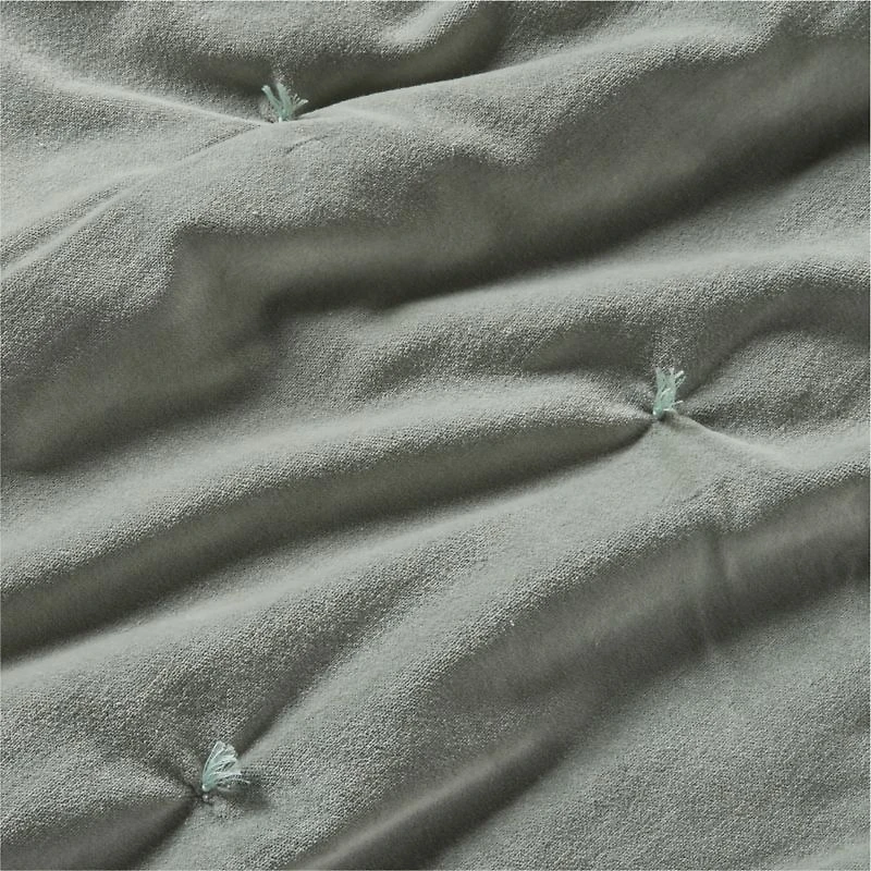 Organic Cotton Linen Velvet Shadow Sage Green Full/Queen Quilt