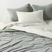 Organic Cotton Linen Velvet Shadow Sage Green Full/Queen Quilt