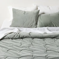 Organic Cotton Linen Velvet Shadow Sage Green Full/Queen Quilt