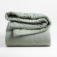 Organic Cotton Linen Velvet Shadow Sage Green Full/Queen Quilt