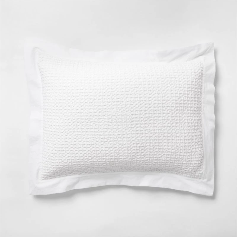 Organic Cotton Waffle Crisp White King Bed Pillow Sham