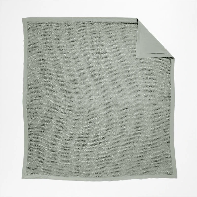 Organic Cotton Waffle Shadow Sage Green Full/Queen Duvet Cover