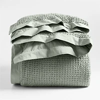 Organic Cotton Waffle Shadow Sage Green Full/Queen Duvet Cover